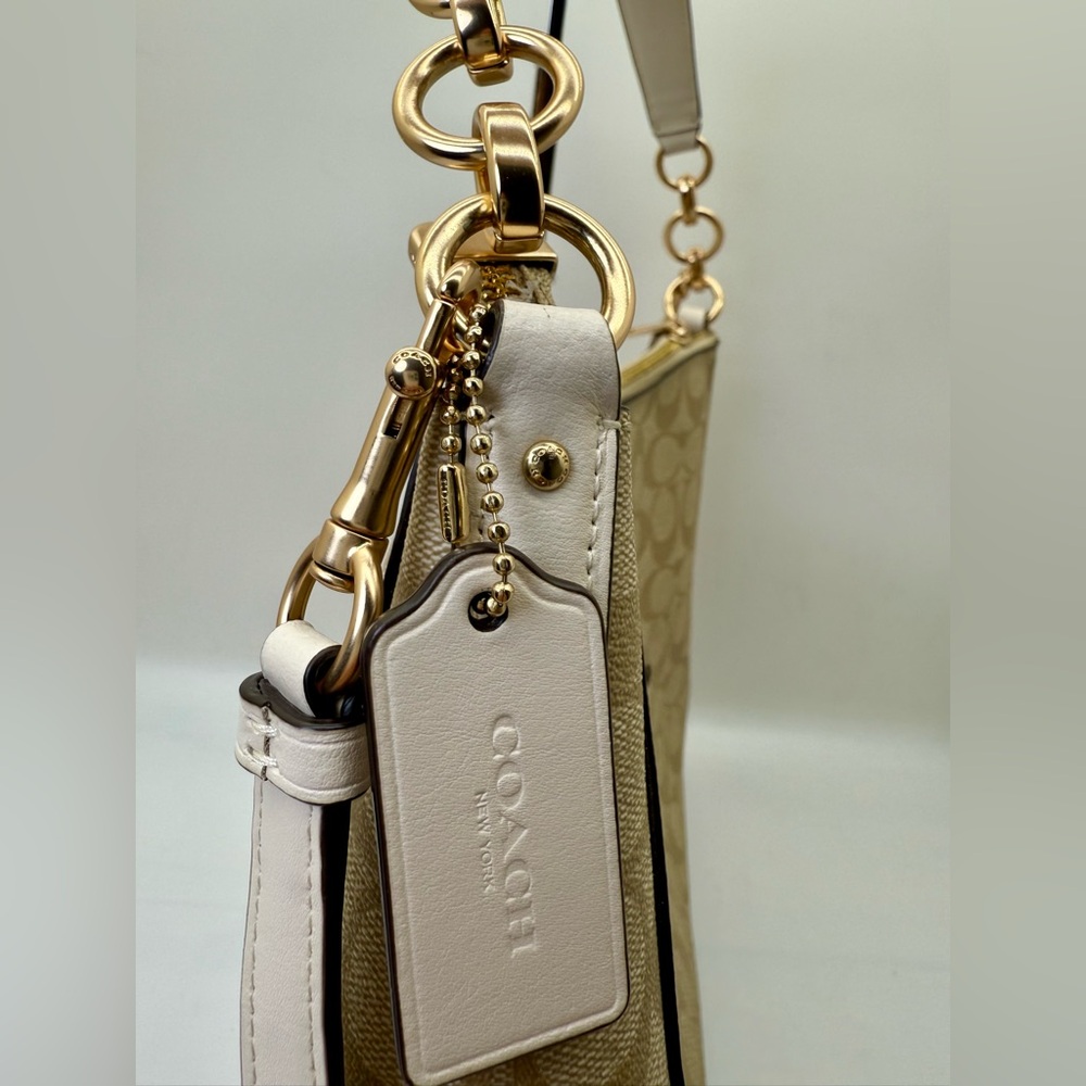 Coach Elle Hobo Signature Canvas‎ Shoulder/Crossbody Bag Khaki/Chalk with Gold - Picture 11 of 11